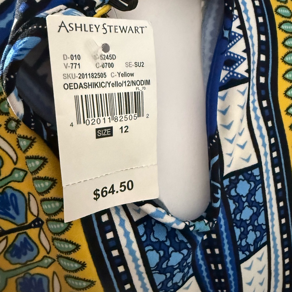***SOLD***Ashley Stewart Vibrant Yellow and Blue Maxi Dress - Picture 3 of 5